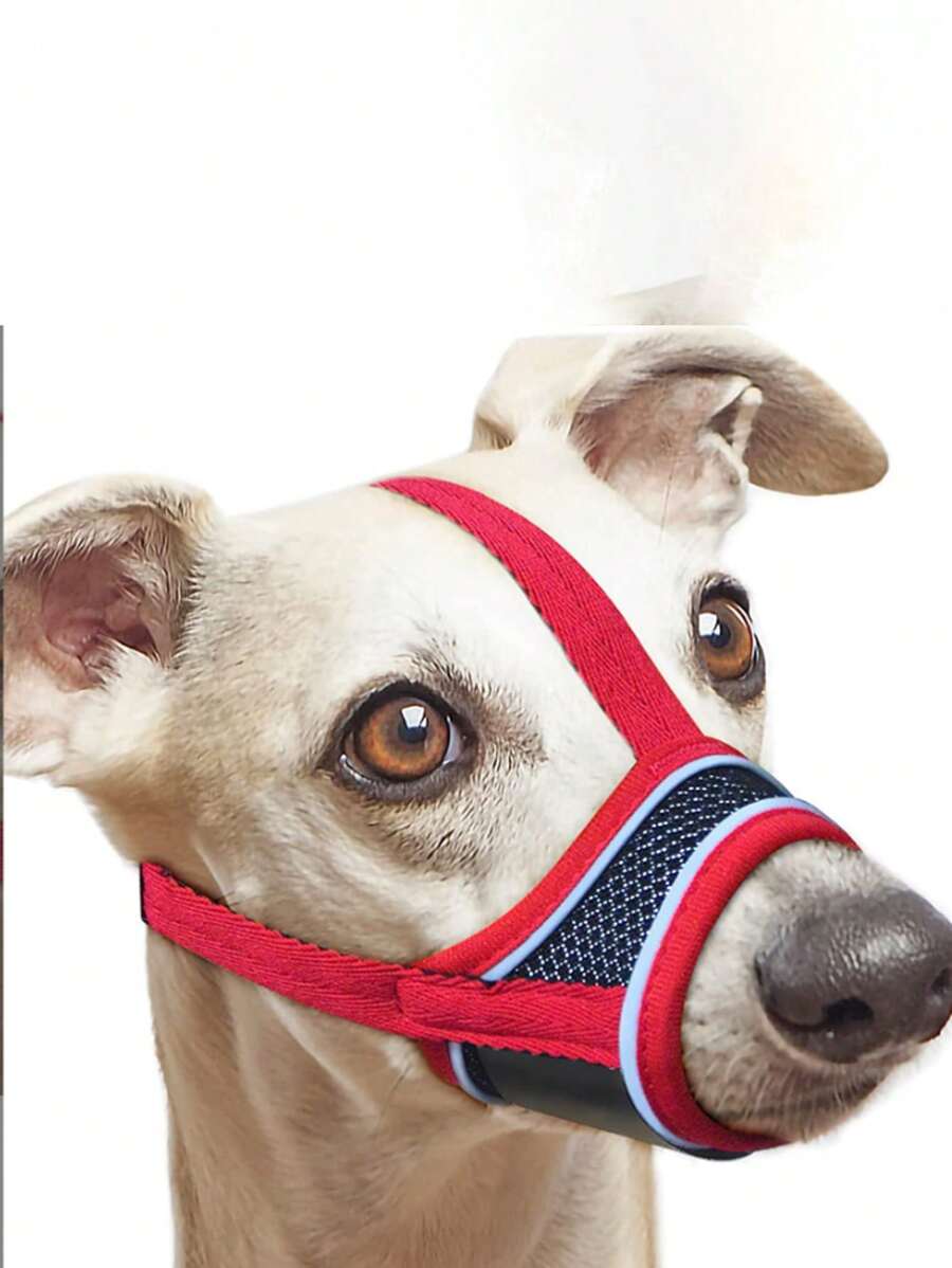 Adjustable Reflective Soft Nylon Dog Muzzle For Small Dogs - Breathable Mesh Anti-Bite & Anti-Chew Mouth Cover With Reinforced Strap For Training & Anxiety Relief - Allows Drinking & Panting While Preventing Biting - Multicolor - View 1