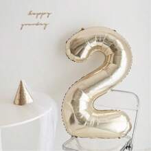 1pc 40 Inch Platinum Color Birthday Number Balloon, Party Decoration And Backdrop For 1st Year Photo Shoot, Christmas