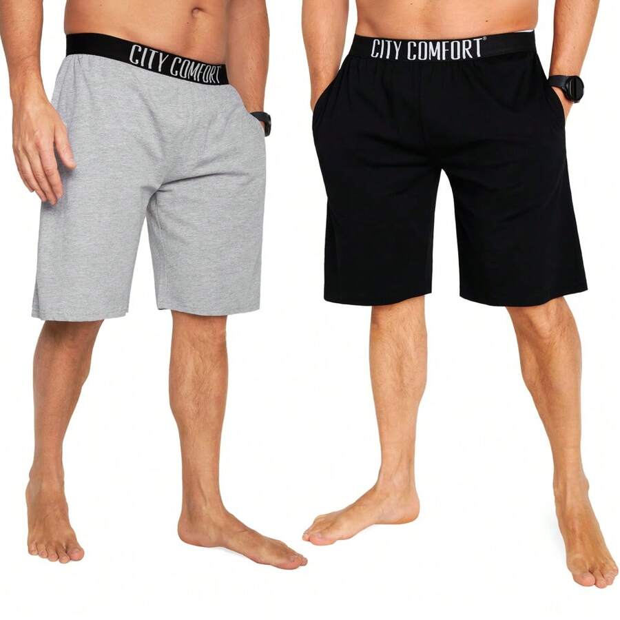 City Comfort Pyjama Shorts Comfy Lounge With Pockets Pack Of 2 - Multicolor - View 1