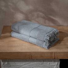 Aya 2 Pcs Towel Set | 2 Pieces Of Face Towels | 50x80 Cm | Cotton - Grey - View 3