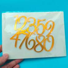 10pcs 0-9 Acrylic Number Combination Cake Toppers Cupcake Decoration Picks For Party Desserts - Gold - View 6