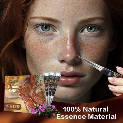 Encre de tatouage de type étalé brun chaud et crème de tatouage professionnelle, pâte de henné, tatouage au henné semi-permanent, peinture de pochoir de henné imperméable pour l'art corporel, création artistique, peinture, dessin créatif de taches de rousseur, cadeau