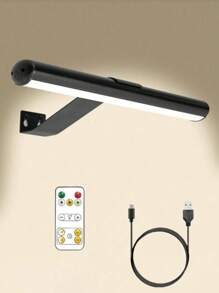 1pc Rechargeable Indoor & Outdoor Wall Light, 3 Color Temperatures Adjustable, Dimmable & Timer, Art Lamp, Personal Computer Lamp, Corridor Lamp With Remote Control, Painting Lamp, LED Parallax Light, Makeup Mirror Light