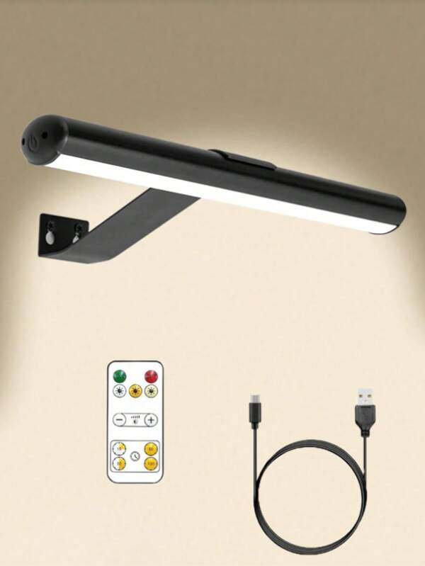 1 Stück wiederaufladbares Wand-Innen- und Außenlicht, 3 einstellbare Farbtemperaturen, dimmbar & Timer, Kunstlampe, Personalcomputer-Lampe, Flurlampe mit Fernbedienung, Mallampe, LED Parallaxenlampe, Schminkspiegel-Leuchte