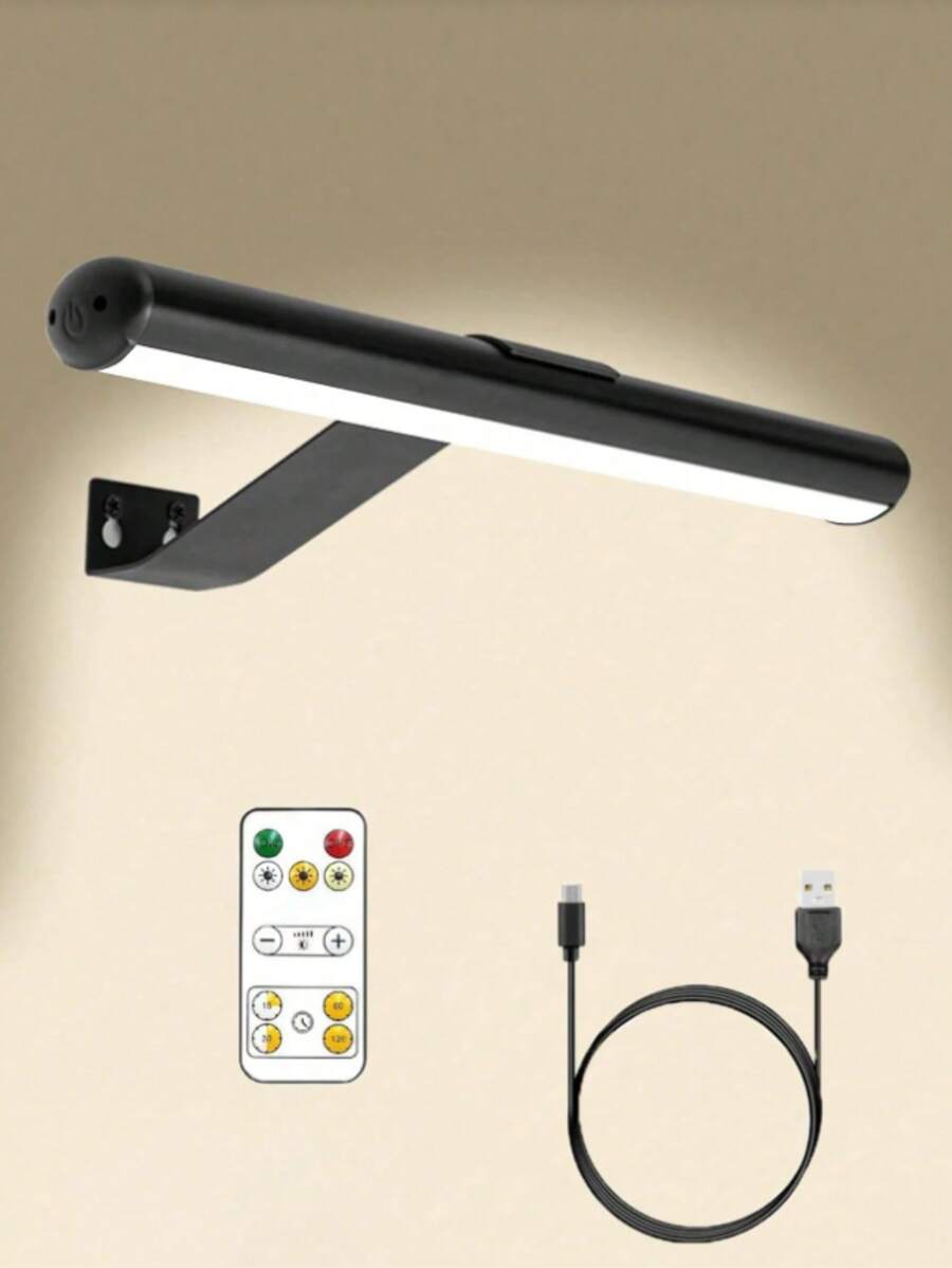 1pc Rechargeable Indoor & Outdoor Wall Light, 3 Color Temperatures Adjustable, Dimmable & Timer, Art Lamp, Personal Computer Lamp, Corridor Lamp With Remote Control, Painting Lamp, LED Parallax Light, Makeup Mirror Light