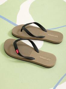 Men's Summer Slip-On Sandals, Non-Slip Breathable Flip Flop, Outdoor Soft Sole Casual Beach Slippers - Khaki - View 3