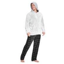 City Comfort Pyjama Set Fleece Winter Lounge Wear With Warm Hoodie And Soft Bottoms Cosy Fluffy Nightwear Novelty Gift - Grey - View 1