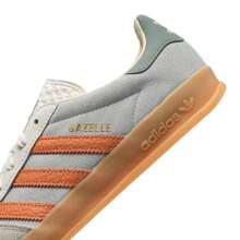 Adidas Originals 男鞋女鞋休閒鞋 GAZELLE INDOOR 舒適輕量運動鞋低筒耐磨情侶鞋 - 灰綠/橙黃 - 查看 11