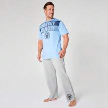 Manchester City FC Pyjama Set Nightwear T-Shirt Long Bottoms PJ Lounge Gift - Multicolor - View 4