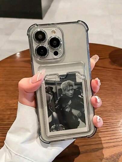 Funda protectora de teléfono transparente de TPU con ranura para tarjeta, compatible con Apple 17/17 Air/17 Pro/17 Pro Max, I16, I16 Pro Max, I15, I15 Pro Max, 12 Pro Max, 13 Pro Max, 14 Pro Max, 13, 14, 11, 12 Pro, 14, XS, XR, 78P, 78GES2, A13 4G, A22, A21S, A51 4G