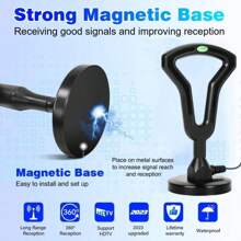 4K 1080P 数字高清电视天线，带 DTMB 高清电视双信号放大器，专利吸盘天线 - 黑色 - 查看 5