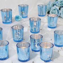 [4/6/12 Pcs Set] Wish Tea Candle Cups | Gold, Silver, Blue Straight Candle Holders | Lead-Free Thicker Glass | Festival/Wedding/Birthday/Christmas Decor | Ins Style Home Atmosphere Lights