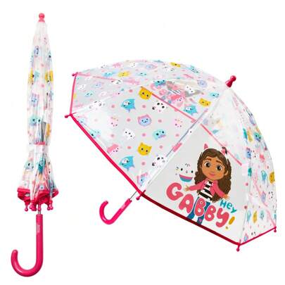 Gabby's Dollhouse Stick Umbrella Clear Dome Lightweight Travel Accessories Gift
