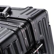 20/24 Inch Rivet Asymmetrical Frame Luggage With Trolley And Wheels, High-End Business Travel Suitcase With Hook, Large Capacity For Short/Long Trips, Suitable For Men And Women Graduation Bag For School School Accessories School Stuff - Black - View 4