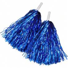 1 Pair Metal Foil Handle Cheerleading Pom Poms, Fluffy Shiny Cheerleading Pompoms With Handle For Sports Dance Party - Multicolor - View 7