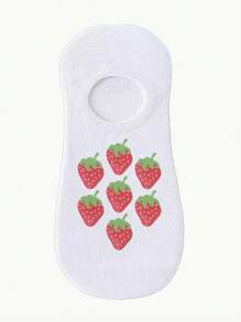 1/3/5/10 Pairs Of Women's Fringed Short Socks, Boat Socks, Strawberry Patterned White Socks, White Socks, Cute Girl Socks, Suitable For Various Daily Wear Such As Vacation, Sports, Leisure, Business, Outdoor Travel, Etc. Short Socks - Multicolor - View 8