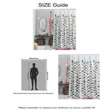 1pc Leaf Pattern Shower Curtain, High Quality Polyester Fabric Curtain, Machine Washable With Metal Grommets And Hooks, Suitable For Shower Room, Dorm, And Commercial Use - Multicolor - View 7