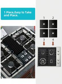 1/4/8pcs Black/Silver/Brown Kitchen Cleaning Pad, Reusable Heat-Resistant Gas Stove Protective Cover, Gas Stove Burner Covers, Universal Gas Stove Protectors, Non-Stick Stove Top Gas Range Protectors, Kitchen Utensils, Kitchen Supplies, Kitchen Accessories For Household Use - Stove Pads - View 5