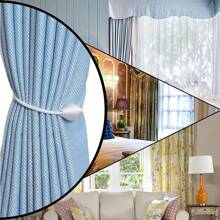 Farfallarossa Magnetic Cone-Shaped Curtain Tiebacks (Set Of 1/2/4/6), Elegant European-Style Woven Design, Easy Curtain Holders, Ideal For Home And Office Decor, Combining Practicality And Aesthetics. - White - View 6