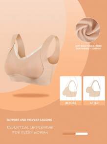 Soutien-gorge de sport sans armature, sans couture, pour le yoga, la course, le fitness. Soutien-gorge de sport pour femmes. - Kaki - Voir 6