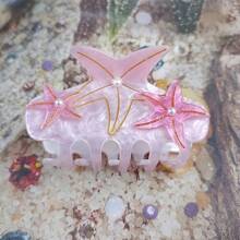 Presilha de cabelo de sereia com pérolas artificiais de alta qualidade (1 ou 2 unidades), presilha de cabelo em formato de estrela-do-mar, presilha de cabelo extra grande em formato de garra de tubarão, presilha de cabelo colorida 3D em acetato, acessório de cabelo de tamanho médio e pequeno para mulheres, ideal para festas, férias e praia - Presilha de cabelo com strass da série Oceano, acessório de cabelo para outono e inverno, presilha de cabelo com flor para looks de férias. - Multicolorido - Ver 15