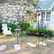 1 set Cenador de metal negro, soporte, arco de jardín, estructura de acero pesado, apto para plantas trepadoras, rosas, verduras, arco de globos, decoración de jardín exterior, opción ideal para decoraciones de boda, fiesta y vacaciones