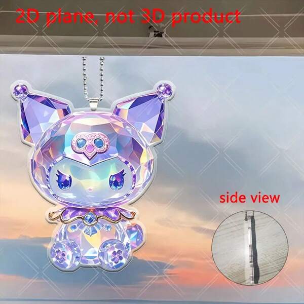 Sanrio 2D Flat Sanrio Kuromi Acrylic Cartoon Charm: Pingente de boneca de cristal Kawaii com brilho radiante! Adequado para bolsas, espelhos retrovisores, chaveiros e muito mais, dando vida ao charme dos sonhos, ótimo para Páscoa, Ação de Graças, Dia das Mães, presentes de festa, temporada de volta às aulas