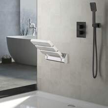 Shower Folding Seat Wall-Mounted, Shower Seat Foldable Folding Seat Shower Load Capacity Up To 130 Kg, Fits In The Bathtub, Bath Chair Shower Stool Bath Stool Stool Shower Chair For Seniors And Disabled People White - 白色 - 查看 7