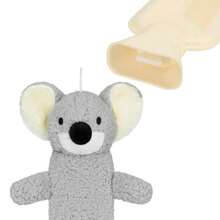 City Comfort Hot Water Bottle With Animal Fleece Cover Natural Rubber Long Plush Cute Cosy Gift - 灰色 - 查看 2