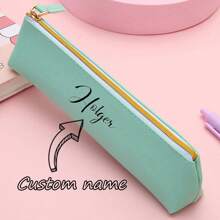 1 Pieza Estuche de lápices de gran capacidad de PU personalizado y personalizado para el almacenamiento de artículos de papelería de estudiantes de primaria y secundaria, creativo multifuncional y sencillo, de vuelta a la escuela - Multicolor - Ver 6