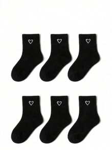 20pcs/10pcs Black Heart Shape Socks For Sports Boys And Girls, Comfortable, Skin-Friendly, Versatile For Everyday Wear, Campus Sports, All Seasons, Classic Versatile Socks, Moisture Wicking, Soft And Smooth. 8/6/2pcs Grey Socks For All Year Round - Multicolor - View 6