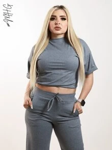 Women Two-Piece Outfits - Black / Grey - View 2
