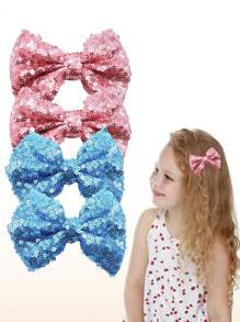 4Pcs Sparkling Sequin Hair Bows Clips - Mesh Bow-Knot Bling Bling Glitter Alligator Hairpin Barrettes For Girls Kids Teens