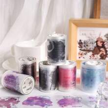 6pcs Romantic Floral Washi Tape Set, English Text And Butterfly Design, For DIY Scrapbooking, Office Supplies