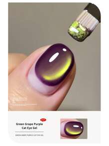 annies 1 pièce de 10 ml Vernis à ongles gel magnétique semi-permanent, effet cristal œil de chat, couleur pourpre raisin, vert clair. Durcissement UV LED, dépose par trempage, idéal pour les ongles DIY