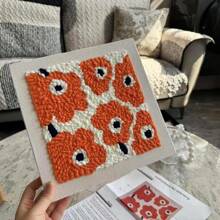 1 Set Punch Nadel Anfänger Set mit verstellbaren Kunststoff Nadeln, gemischte Farben Garn, Jahreszeiten Blumen Thema Bastelset, komplettes Material enthalten, DIY handgefertigtes Nähset mit Blumenmuster, einfaches Latch Hook Teppich Set für Heim-Dekoration, Kunst und Handwerk Geschenk für Frauen, Erwachsene und Schule