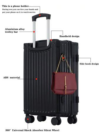 Equipaje de 20/22/24/26 pulgadas de gran capacidad y durabilidad, con ruedas silenciosas universales y maleta de 4 ruedas, para hombres y mujeres estudiantes. Puede usarse como regalo. Buen suministro de viaje, material ABS + PC, duradero, apariencia joven y de moda, adecuado para viajes familiares y almacenamiento. También es adecuado para negocios, estudios en el extranjero, estudiantes universitarios, caja de almacenamiento de útiles escolares, en varios colores, bolsa promocional de primavera para accesorios escolares.