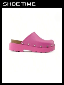 Mule Clog Slip On Platform Closed Toe Sandals - Pink - View 1