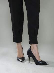 Carrot Pants With Zipper On The Leg, Tailored C3095 - 黑色 - 查看 6