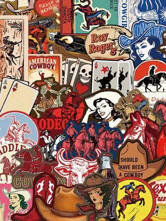 50 piezas de pegatinas del Gran Vaquero del Oeste, regalos con dibujos animados para decoración, álbum de recortes, portátil, equipaje, guitarra, vaso de agua, funda de teléfono DIY, útiles escolares, de vuelta a la escuela