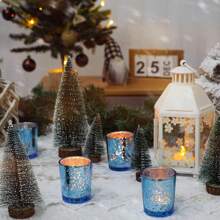 [4/6/12 Pcs Set] Wish Tea Candle Cups | Gold, Silver, Blue Straight Candle Holders | Lead-Free Thicker Glass | Festival/Wedding/Birthday/Christmas Decor | Ins Style Home Atmosphere Lights