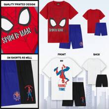 Marvel Spiderman Short Pyjama Set Breathable Loungewear Pack Of 2 Gift - Multicolor - View 3