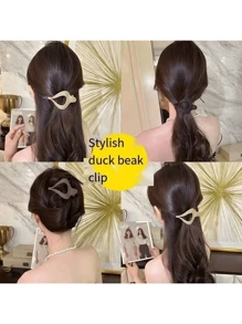 Elegant & Simple Alligator Hair Clip For Women, Suitable For Hairstyle Design At Back Of Head. Solid Color Cute, Elegant Party & Casual Street Style, Made Of ABS Plastic, Lovely For All Seasons