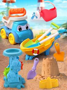 Giocattoli da spiaggia per bambini, set di giocattoli per la sabbia estivi. Comprende kit di attrezzi da spiaggia, stampi, giocattoli per la sabbia adatti per viaggiare, set di giocattoli per la sabbia con ruota per l'acqua, set di attrezzi da spiaggia, secchio, annaffiatoio, stampi.