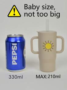 210ml Colorful & Cute Silicone Baby Learning Cup, 6 Months-3 Years Old Unisex Toddler Training Cup With Handle, Straw & Lid, 7oz Capacity