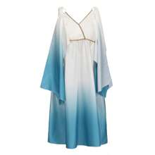 Disfraz de cosplay de diosa griega para Halloween, conjunto de disfraz para fiestas y actuaciones - Blanco y azul - Ver 2