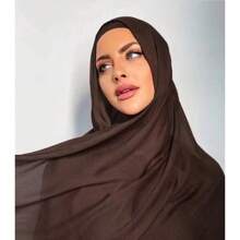 1件大码透气柔软纯色精致缝线莫代尔头巾，适合搭配连衣裙 - 彩色 - 查看 17