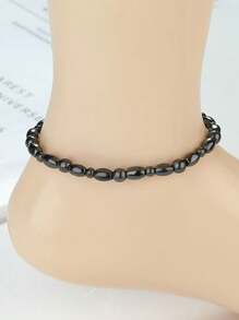 赤铁矿磁性脚链，黑色，配磁性脚链链，磁性石脚链，男女手工珠宝