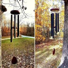 37' Large Aluminium Wind Chime, Zen Vibe - Black Tubing And Red Accents, Great For Outdoor Garden, Patio Or Porch Decor, Classic Wind Chime With Catcher, Unisex Gift Option, Outdoor Vibe | Stylish Look | Metal Craftsmanship, Outdoor Wind Chime