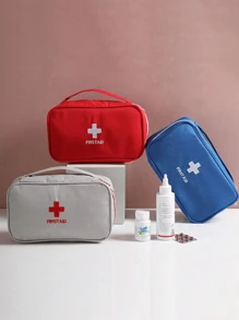 1 pieza Botiquín de primeros auxilios de viaje portátil, bolsa resistente al agua con parche bordado de cruz para almacenamiento de emergencias médicas, bolsa de medicamentos